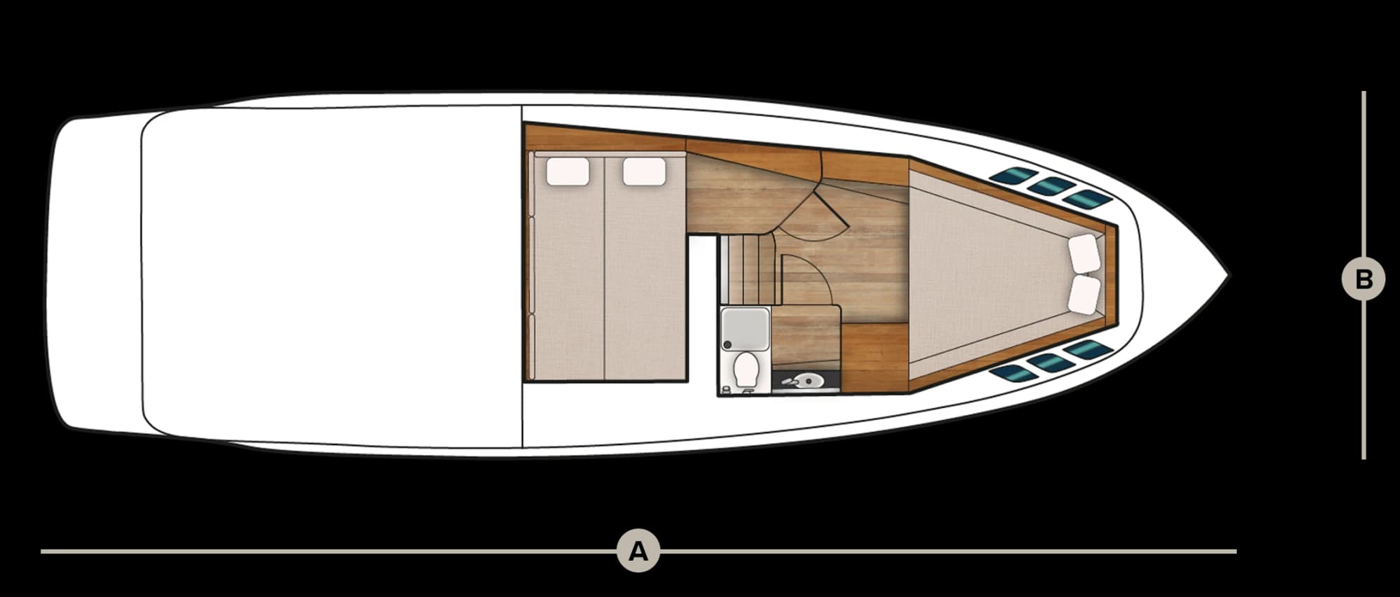 Cabin-level plan drawing of the Wia 350.
