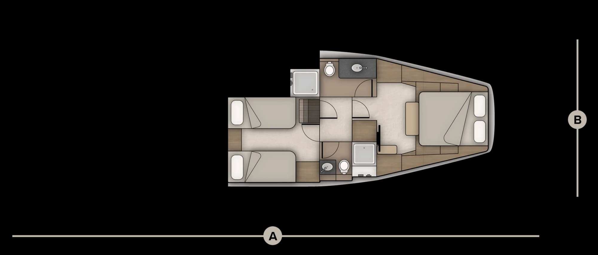 Cabin-level plan drawing of the Wia 520 HardTop.