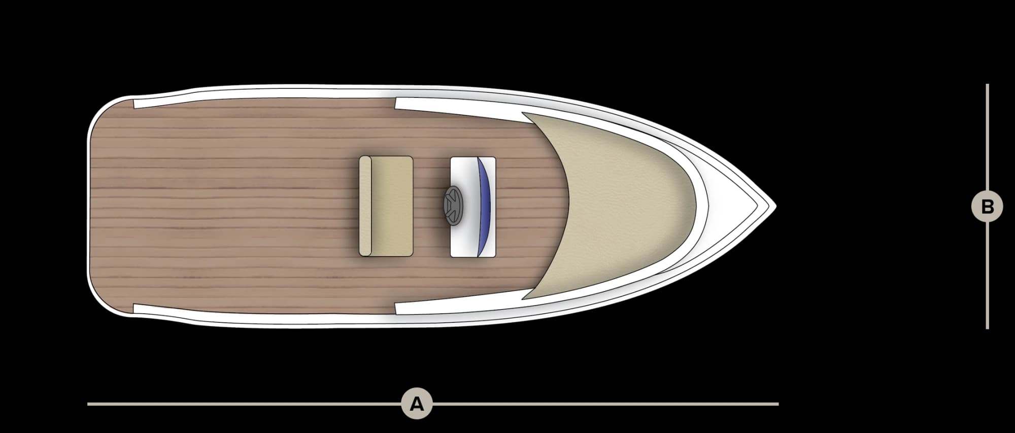 Deck-level plan drawing of the Wia 230 CC.