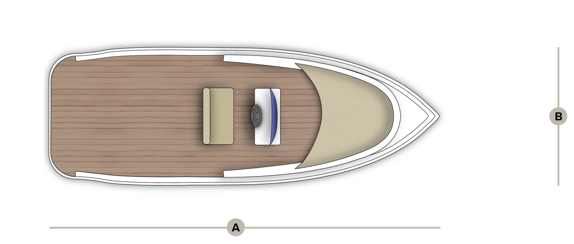Deck-level plan drawing of the Wia 230 CC.